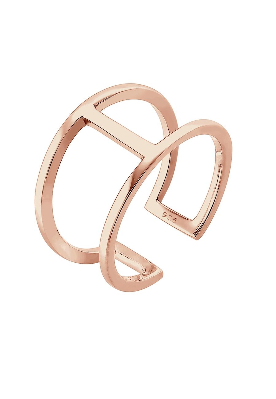 Elli Ring Verstelbaar 925 Zilver Rosegoud Dames