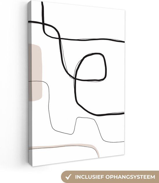 OneMillionCanvasses Canvas schilderij - Pastel - Minimalisme - Lijn - Zwart - 120x180 cm