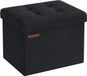 SONGMICS Poef met opbergruimte, kleine inklapbare zitbank, 31 x 41 cm voetenbank, opbergdoos, tot 130 kg belastbaar, voor woonkamer, slaapkamer, slaapzaal, inktzwart LSF200B01