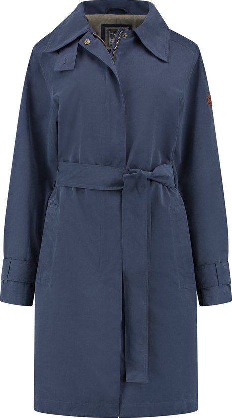 MGO Pippa Women's Trench Coat - Long Jacket - Wind and Waterproof - Blue - Size M