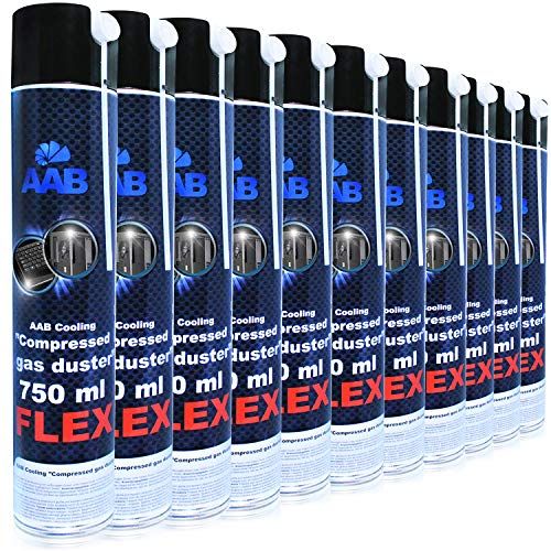 AABCOOLING Compressed Gas Duster FLEX 750ml - Set of 11 - Air Duster With a Flexible Tube, Laptop Cleaner, Compressed Air Can, Air Blower, Air Spray