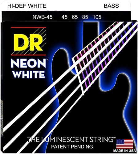 D&R Snaren NWB545 45-125 Medium Set Handgemaakte Neon Hi-Def Wit Gecoat 5-String Bass Snaren