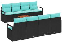 vidaXL Tuinbank - Set - 9 - st - Zwart - poly - rattan
