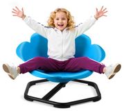 VEVOR Kinderdraaistoel, Sensorische Draaistoel, Cilindrisch, Draagvermogen 100 kg, Sensorisch Speelgoed met Antislip Metalen Voet, Bevordert Coördinatie, Balans en Concentratie, Blauw