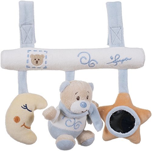 Bieco 02013077 Hangfiguren, universele hanger, beer, peti, pluche hanger voor baby's en peuters, lichtblauw