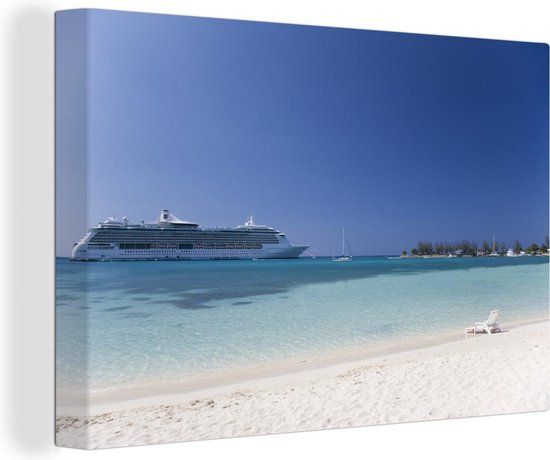 OneMillionCanvasses Canvas schilderij 150x100 cm - Cruiseschip op zee - Wanddecoratie