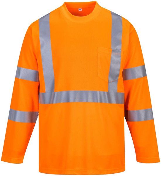 Portwest Hogezichtbaarheids T-shirt met lange mouwen en reflectie strepen Oranje Maat S