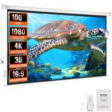 VEVOR Gemotoriseerd projectiescherm, 100-inch 16:9 4K 1080 HD elektrisch projectiescherm