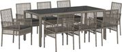 vidaXL Ensemble de jardin, 9 pièces, gris, polyrotin