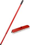 Buemag brosse de nettoyage/raclette - avec raclette - plastique - rouge - y compris manche télescopique en métal 130 cm - Brosse de nettoyage de salle de bain