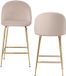 WOHNLING set van 2 barkrukken, fluwelen beige kruk met rugleuning en gouden poten, keukenkruk Scandinavische stof / metaal 110 kg, design barkruk, tegenkruk, bistrokruk gestoffeerd - WL6.943