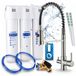 Ari Robinet de cuisine 3 voies Solid Spring en acier inoxydable avec douchette extractible et système de filtration d'eau Aquaphor Kristall H