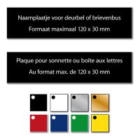 Posthumus gegraveerde naamplaat kunststof zelfklevend (max. 120 x 30 mm)