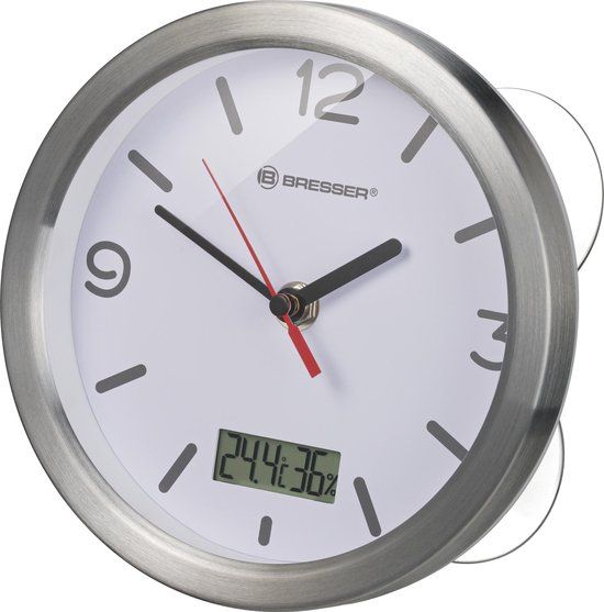 Bresser MyTime Badkamerklok - 17cm - Wit - Incl. Temperatuur- en Hygrometer