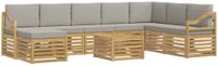 vidaXL - Bank loungeset - Massief acacia hout - Wit en lichtgrijs - 4 zitplekken