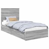 vidaXL Opbergbed met lade Grijs Sonoma 90 x 200 cm Bewerkt hout