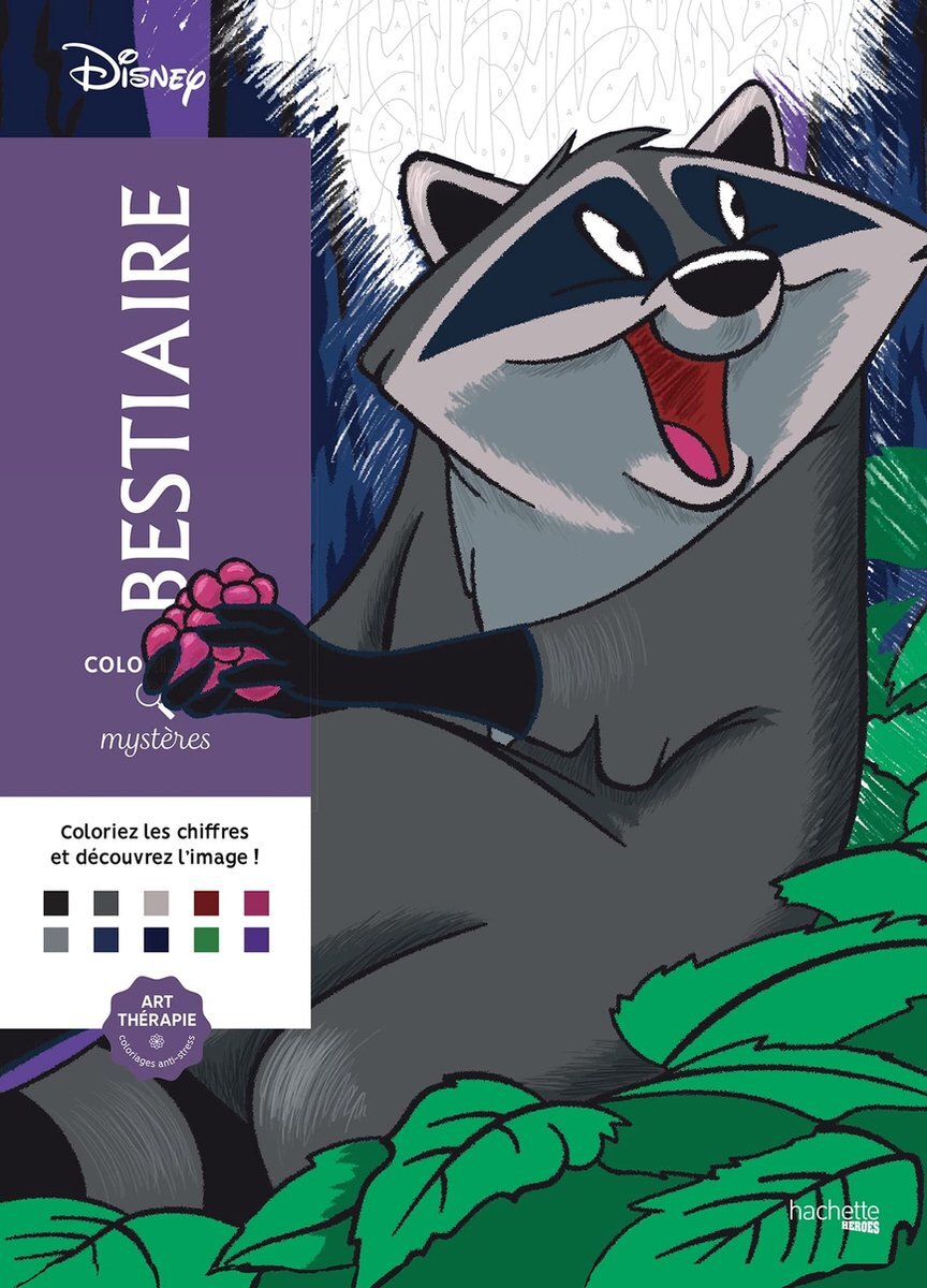 hachette heroes Coloriages Mystères Disney - Bestiaire - Kleuren op nummer Kleurboek voor volwassenen