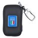 FIGC Lederen sleutelhanger met ritssluiting, binnenringen en opgezette plaat met Italiaans voetbalnationaal logo, 251839 Italië, Zwart, Eén maat