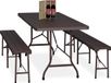 Merkloos Relaxdays Biertafel Set - Inklapbaar - 3-delig - met Banken - Kunststof - Campingtafel - Bruin