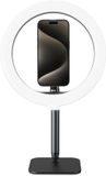 Telesin Ring Light 10 inch Lampe torche - avec trépied au sol (160 cm) et support de téléphone - LED dimmable avec 3 couleurs de lumière - Noir