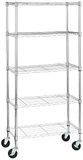 Amazon Basics Medium opbergeenheid, 5 planken, op 10 cm wielen, chroom