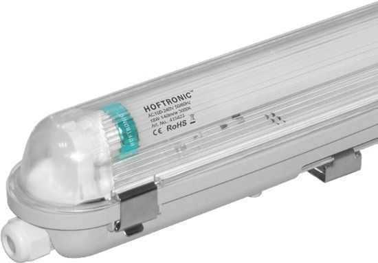 HOFTRONIC LED TL armatuur 120cm - T8 (G13) - 18 Watt 2520 lumen - 3000K warm wit - IP65 Waterdicht - Koppelbaar