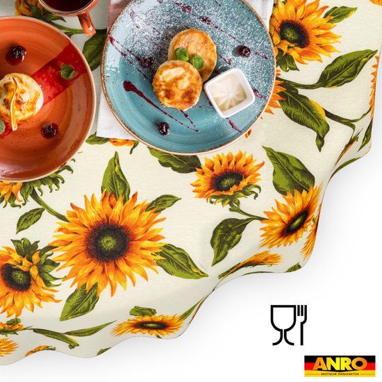 ANRO Tafelkleed Zonnebloemen Meerkleurig Ovaal 220x140cm