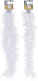 Bellatio Decorations 6x Witte folieslingers fijn 180 cm - Kerstversiering - Kerstboom decoraties