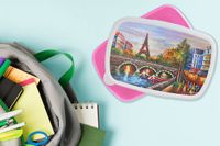 MuchoWow Broodtrommel Roze - Lunchbox - Eiffeltoren - 18x12x6 cm
