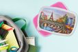 MuchoWow Broodtrommel Roze - Lunchbox - Eiffeltoren - 18x12x6 cm