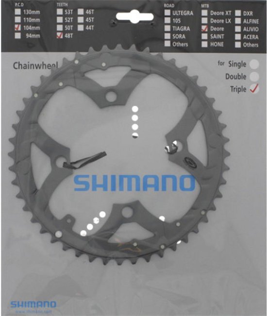 Shimano Deore FC-M590 kettingblad 9-voudig grijs Uitvoering 48 tanden