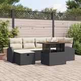 vidaXL Tuinbank Set Zwart Poly Rattan