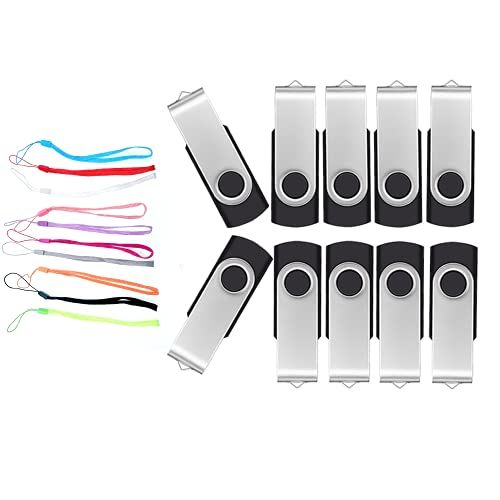 FEBNISCTE USB-sticks 8 GB 10-pack Flash-drives Draagbare USB 2.0-geheugenstick 8 GB draaibare metalen pen-drive MultiPack U-schijfwaarde Pendrive voor pc Laptop Tablet Gegevensopslag Foto's met kabels door