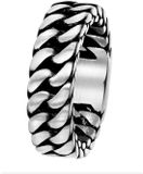Lucardi Heren Ring schakel mat 6mm - Ring - Vaderdag Cadeautje - Staal - Zilverkleurig