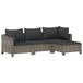 vidaXL 4-delige Loungeset met Kussens Poly Rattan Grijs