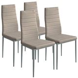 BAKAJI Set van 4 moderne eetkamerstoelen voor woonkamer, keuken, gestoffeerde zitting van kunstleer, 4 stoelen van promostoel, structuur staal (taupe)