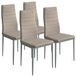BAKAJI Set van 4 moderne eetkamerstoelen voor woonkamer, keuken, gestoffeerde zitting van kunstleer, 4 stoelen van promostoel, structuur staal (taupe)