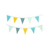 Guirlande de fanions en tissu, coton bio certifié GOTS, jaune/bleu, petit fanion, 6 mètres