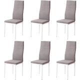 Somnia Descanso - Set van 6 gestoffeerde stoelen voor woonkamer, eetkamer, Marengo en witte poten, model Rachel