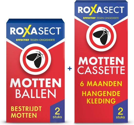 Roxasect Mottenballen 20 stuks &amp; Anti Mottencassette 2 stuks - Insectenbestrijding - Combipack