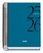 DOHE Schoolagenda 2025 - 2026 A6 Hardcover Spiraalband Zwart, Blauw
