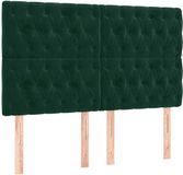 vidaXL Hoofdbord Donkergroen Fluweel 160x7x118/128 cm