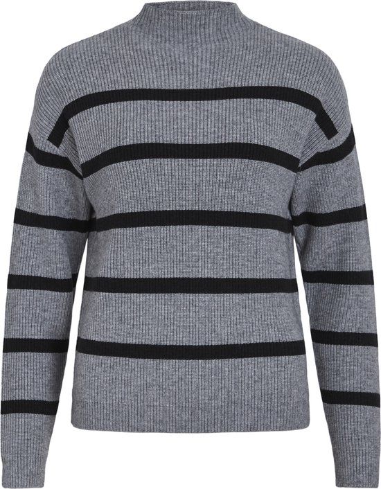 VILA VIRIL MOCKNECK L/S KNIT RIB TOP 2- NOOS Women's Sweater - Size XS - Medium Grey Melange;Black