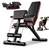 Halterbank multifunctioneel - 6-in-1 trainingsbank - 7-voudig verstelbaar - Krachttraining - Training voor borst- en buikspieren - Thuisgym - Zwart