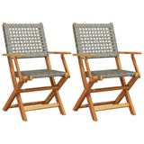 VidaXL Chaise de jardin Assise capitonnée Acacia, Polyrattan Gris 4 Pièces