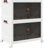 vidaXL Opbergbox stapelbaar met wielen 2-laags 75 l 64x40x76 cm