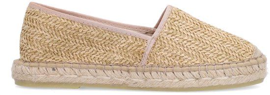 Manfield - Dames - Beige gevlochten raffia espadrilles - Maat 37