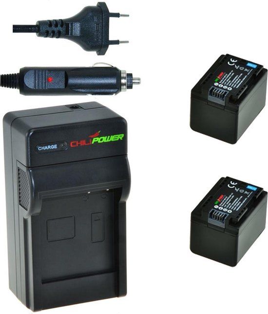ChiliPower 2 x BP-727 Accu's voor Canon - Incl. Oplader & Autolader - 2600mAh