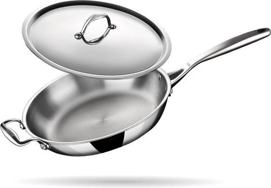 Stahl Triply Koekenpan - 28 cm - Met Deksel - PFAS Vrij - Inductie Geschikt