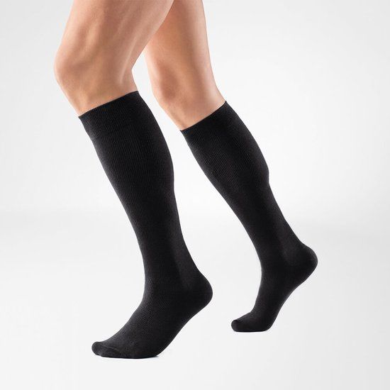 Bauerfeind VenoTrain act Cotton steunkousen - Zwart - Maat 39-41